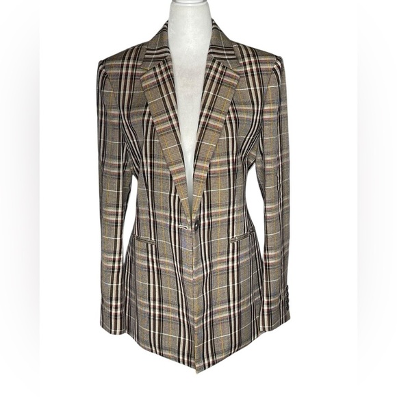 Theory Jackets & Blazers - Theory 100% virgin Marino wool plaid blazer single button size 10, dark academia